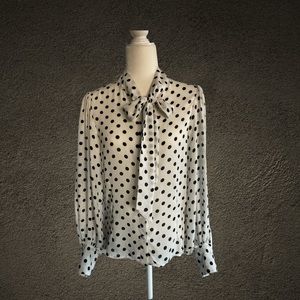 Unique Vintage M 6/8 polka dot blouse.